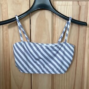 Grey and white bathing suit top